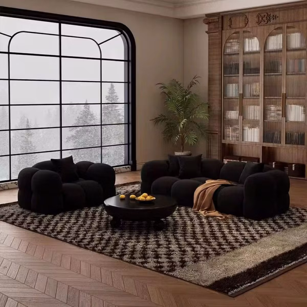 mobilier de evenimente — canapea din catifea neagră de 210 cm