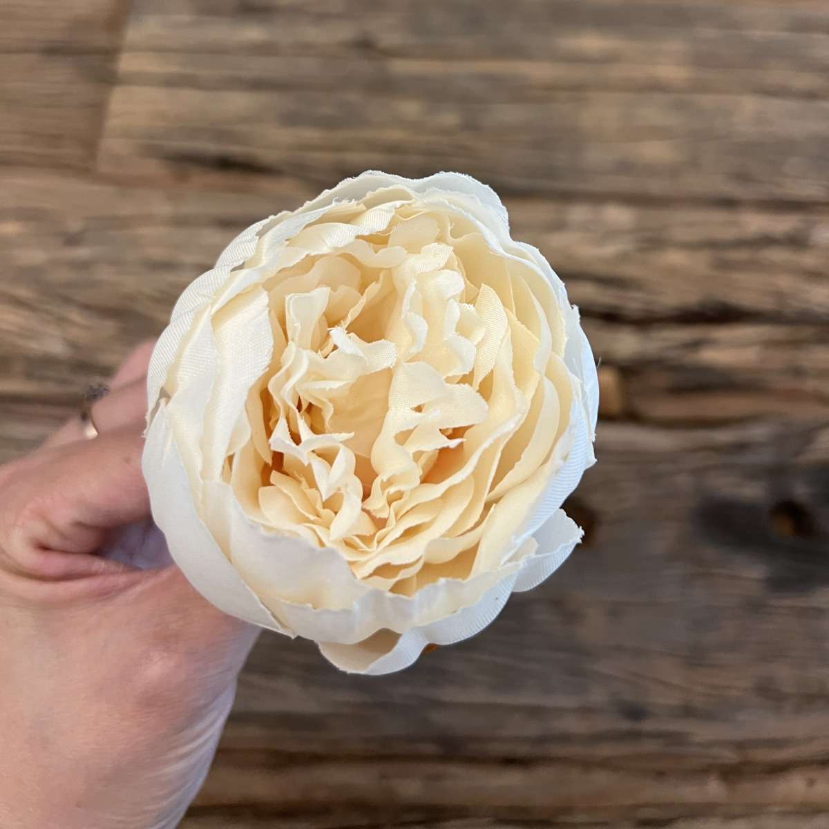 flori artificiale, cap de bujor somon cu petale pe etaje, 9 cm