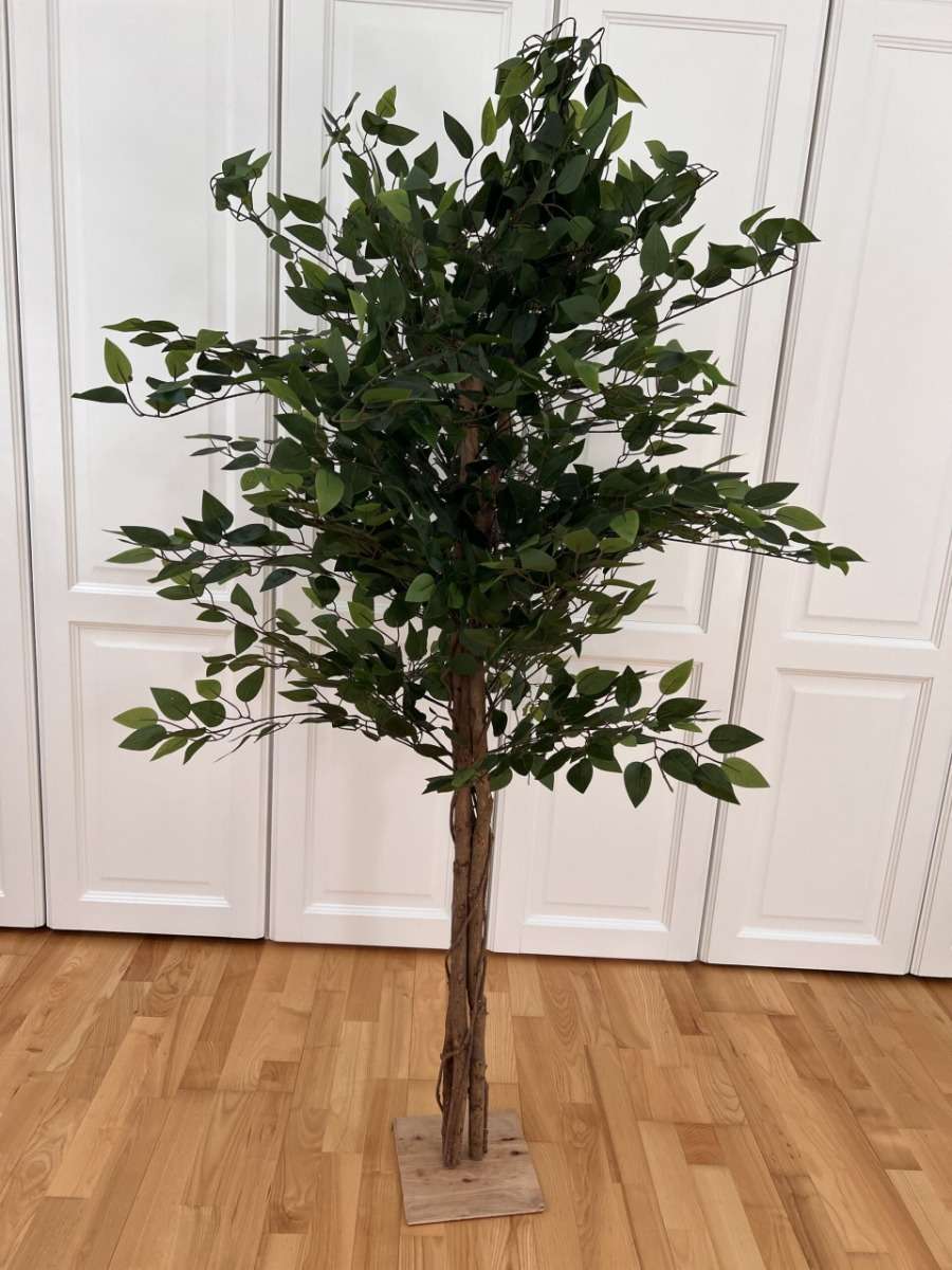 aranjamente florale — copac ficus artificial de 1,50 m pe terasă, ferit de vânt
