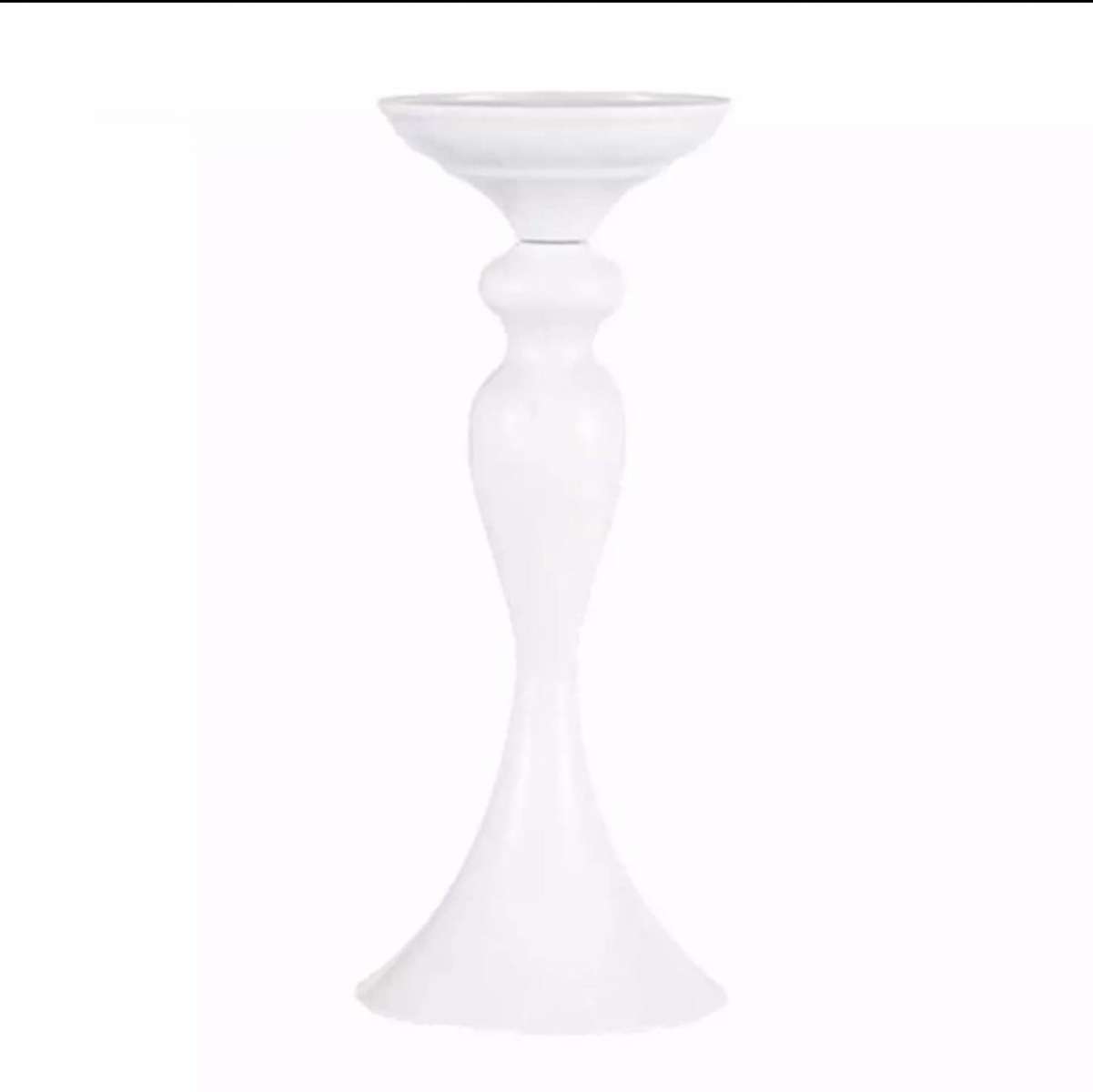 decor de nuntă — sfeșnic alb de 30 cm pentru lumânări pe masă