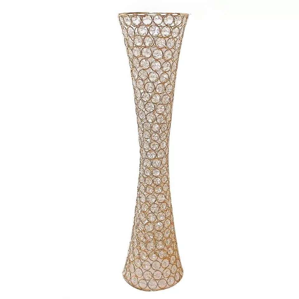 aranjamente florale — vază înaltă din cristal, auriu, 60 cm