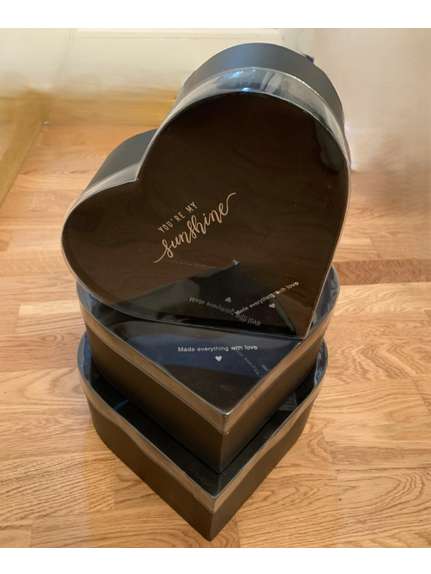 Set cutii Inimă  – Mărime Medie – Cod 9824 Negru