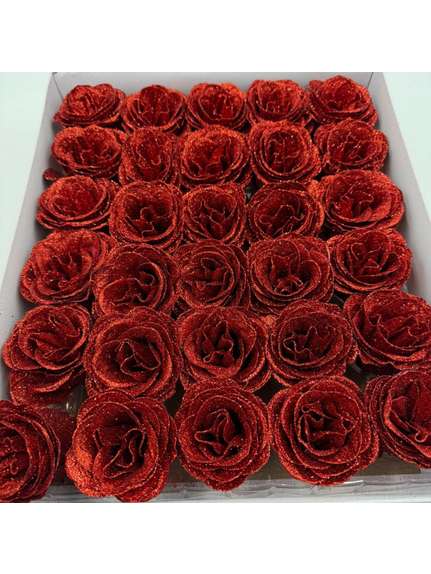 Set 30 Trandafiri Premium cu Sclipici shiny Rosu