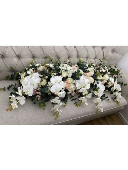 Aranjament floral prezidiu 1 m cu trandafiri, bujori si orhidee – Cod T1