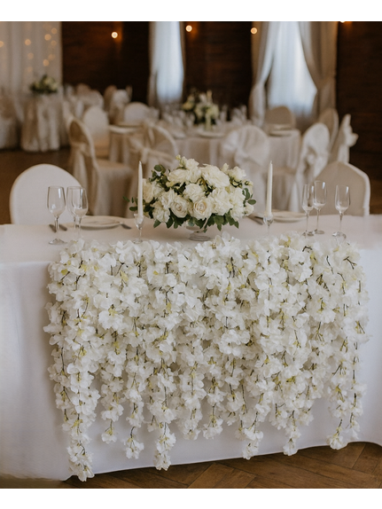 Aranjament floral prezidiu lungime 1 m cu flori de cires albe