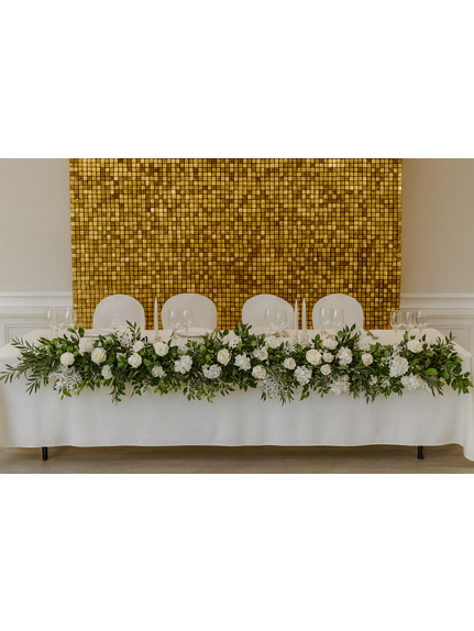 Aranjament floral prezidiu lungime 1 m verde cu flori albe