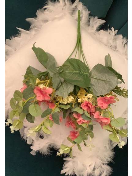 Buchet floricele si eucalipt A104-7 frunze - Ciclam