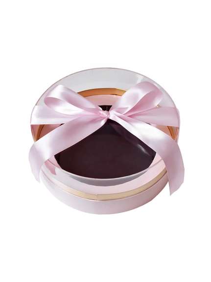 Cutie rotundă cu capac acril cod 2104 – roz pudrat cu fundiță satinată