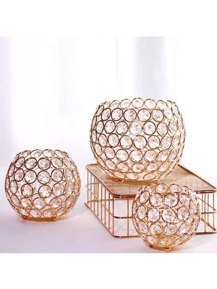 Set 3 globuri decorative de cristal-15,12,10 cm diametru Auriu