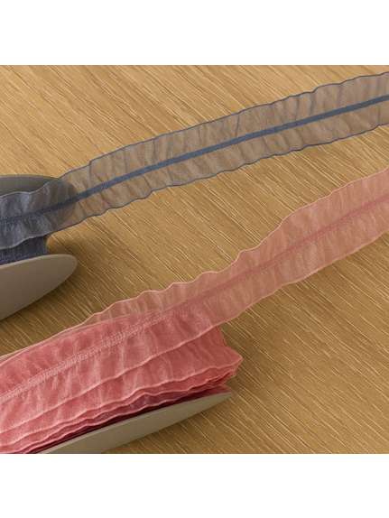 Rolă panglică organza crețată – 2.5 cm – Albastru vintage