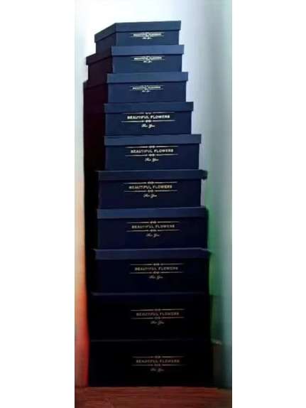 Set 10 Cutii Gigant Pătrate – Satin Negru – Cod 2101