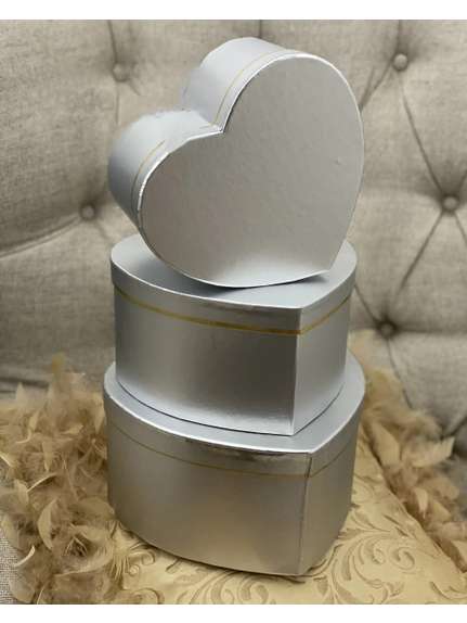 Set 3 cutii inimă – Argintiu – Cod 7503