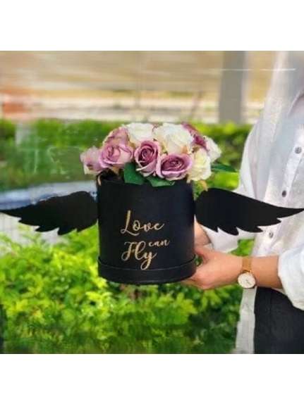 Set 3 cutii rotunde cu aripi – cod 6611, Negru