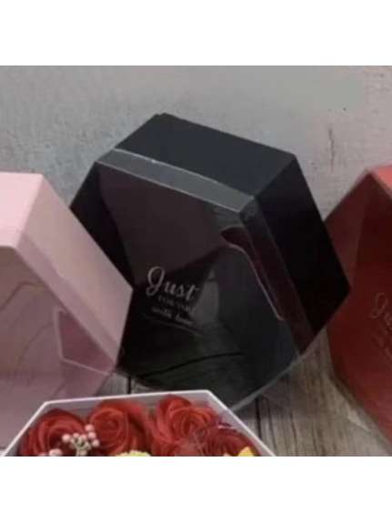 Set 3 Cutii Hexagonale cu Capac Transparent – Negru – Cod 7175