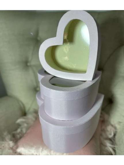 Set 3 Cutii Inimă din Satin – Mărimi Diferite – Cod 5302 Lila