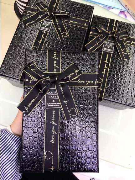 Set 3 cutii imitație piele reptilă – cod 2921, Negru