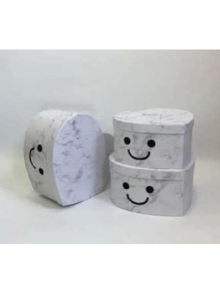 Set 3 Cutii Inima Cod 7633 – Alb, 30 cm