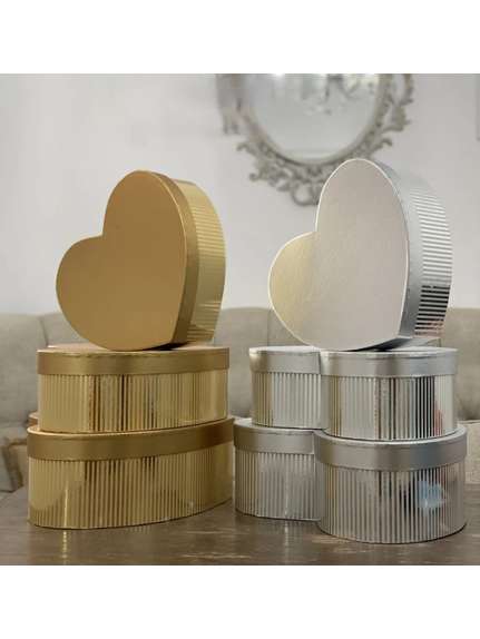 Set 3 cutii inima cod 6900 - Argintiu