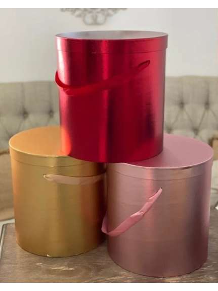 Set 3 Cutii Rotunde – Cod 5637, Auriu Metalizat