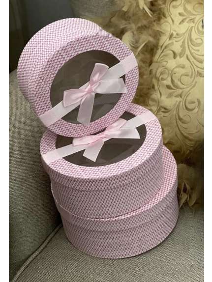 Set 3 cutii cadou – cod 7762, Roz, cu textura