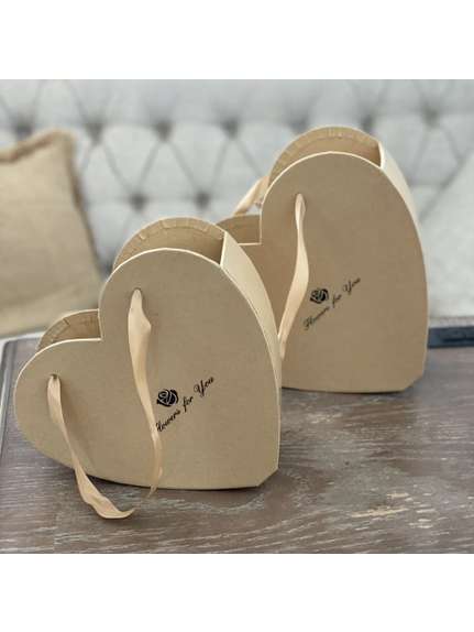Set Două Cutii Inimă cu Mânere – Culoare Original (Kraft Natur) – Cod 9679