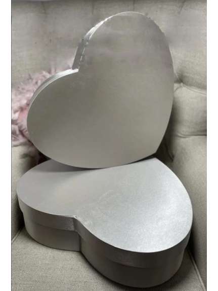 Set 2 Cutii Gigant Inimă din Satin – Argintiu – Cod CX2109
