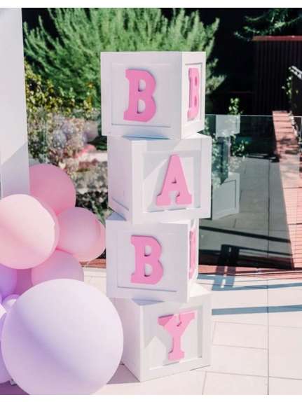 Set decorativ 4 cuburi „BABY” –  Roz