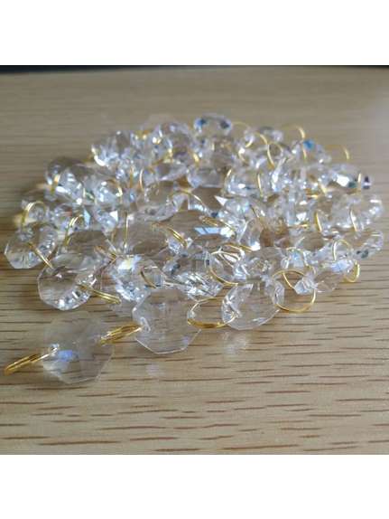 Sirag de Cristale cu Inele Aurii – Lungime 1 m