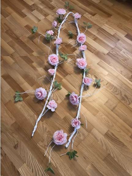 Ghirlanda creanga alba cu flori roz 200 cm