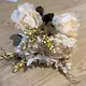 Bujori organza 4017 Crem buchet 13 fire