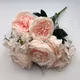 Trandafiri si hortensii F7019 Roz buchet 12 fire