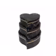 Set 3 cutii inimă – cod 6904, Negru marmorat